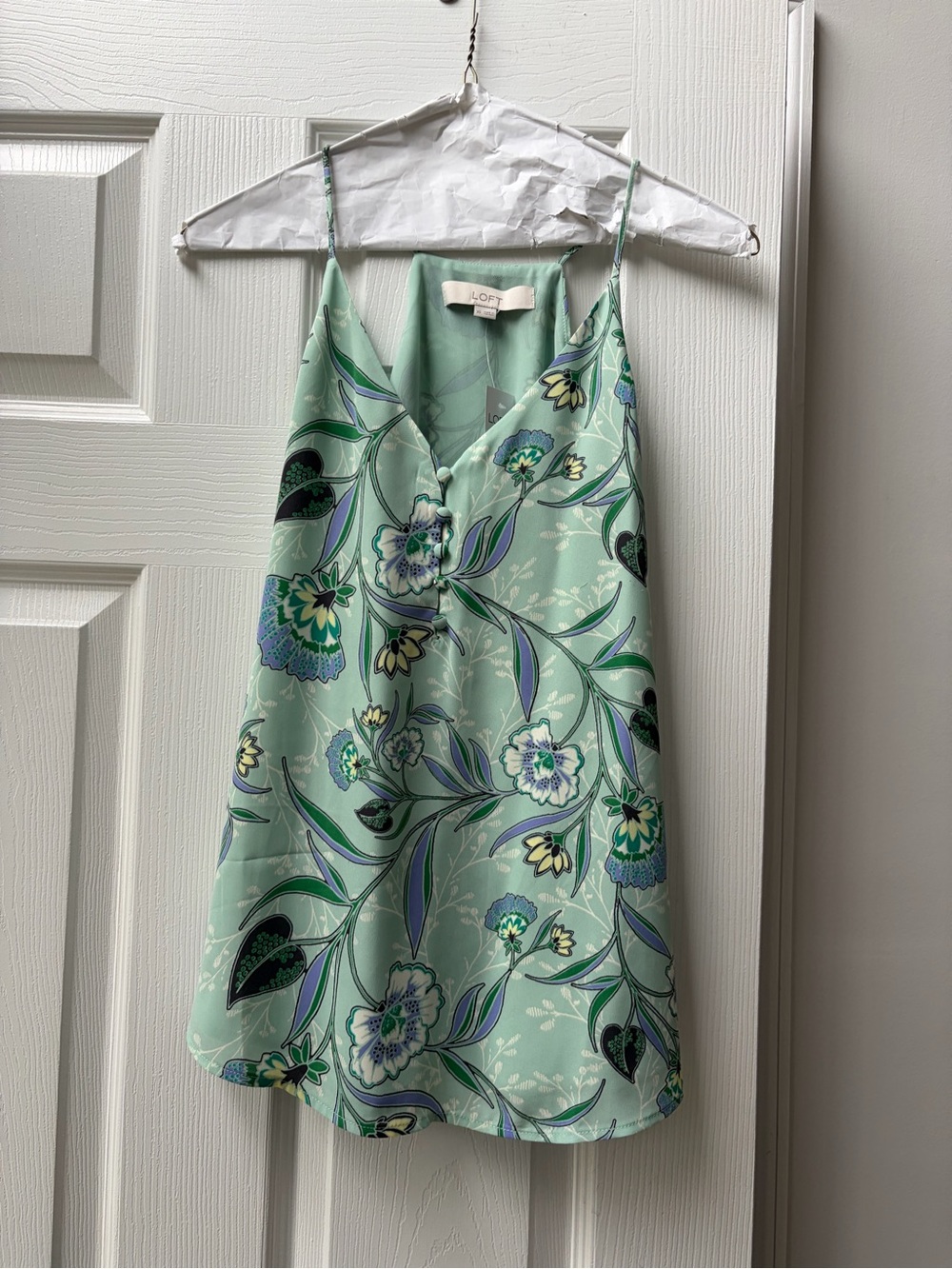 LOFT Mint Green Floral Spaghetti-Strap Camisole